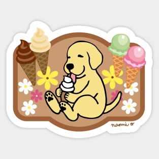 Yellow Labrador Ice Cream Lover Sticker